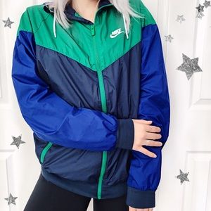 💙 Nike Blue + Green Windbreaker Jacket 💚